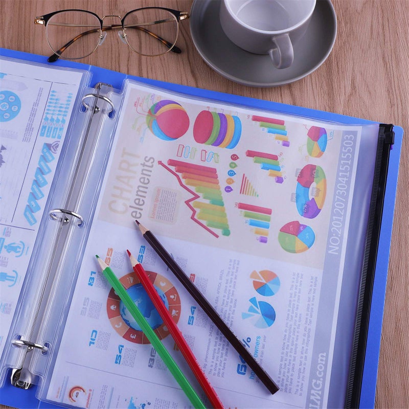 Antner 6 Pack Letter Size Binder Pockets for 3 Ring Binder, Multicolor Zipper Binder Pouches Loose Leaf Bags Document Folders, Waterproof PVC Binder Pockets Filing Bags for Business Office Supplies - Image 5